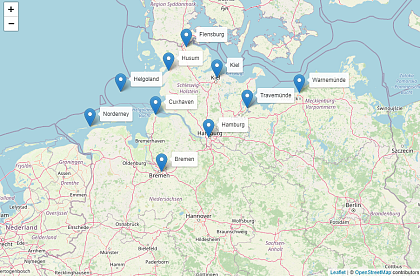 Bildschirmfoto des Sturmflutmonitors des Helmholtz-Zentrum Hereon und des Norddeutschen Küsten- und Klimabüros. Quelle: SKUMS 2021